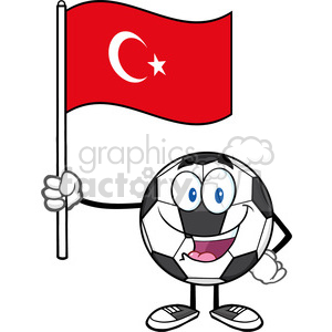 300x300 Royalty Free Happy Soccer Ball Cartoon Mascot Character Holding A