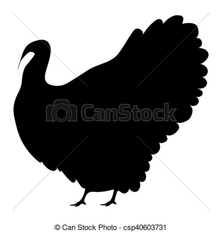 450x470 Silhouette Of A Turkey On A White Background, Vector Illustration.
