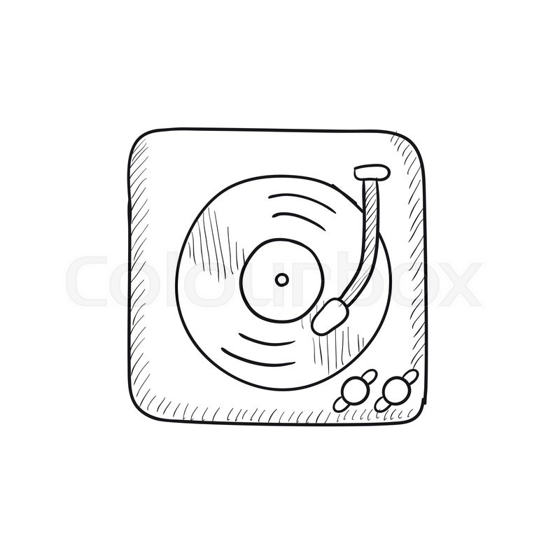 800x800 Turntable Vector Sketch Icon Isolated On Background. Hand Drawn
