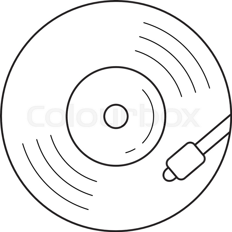 800x800 Vinyl Turntable Vector Line Icon Isolated On White Background