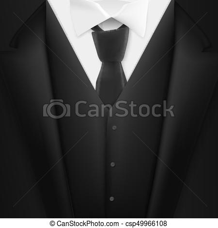 450x470 Illustration Of Vector Black Suit. Realistic Mens Tuxedo... Vector
