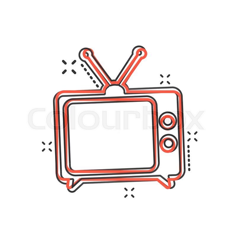 800x800 Vector Cartoon Tv Icon In Comic Style. Television Sign