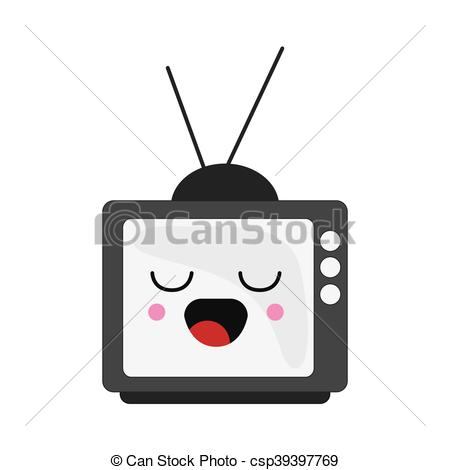450x470 Flat Design Kawaii Tv Icon Vector Illustration.
