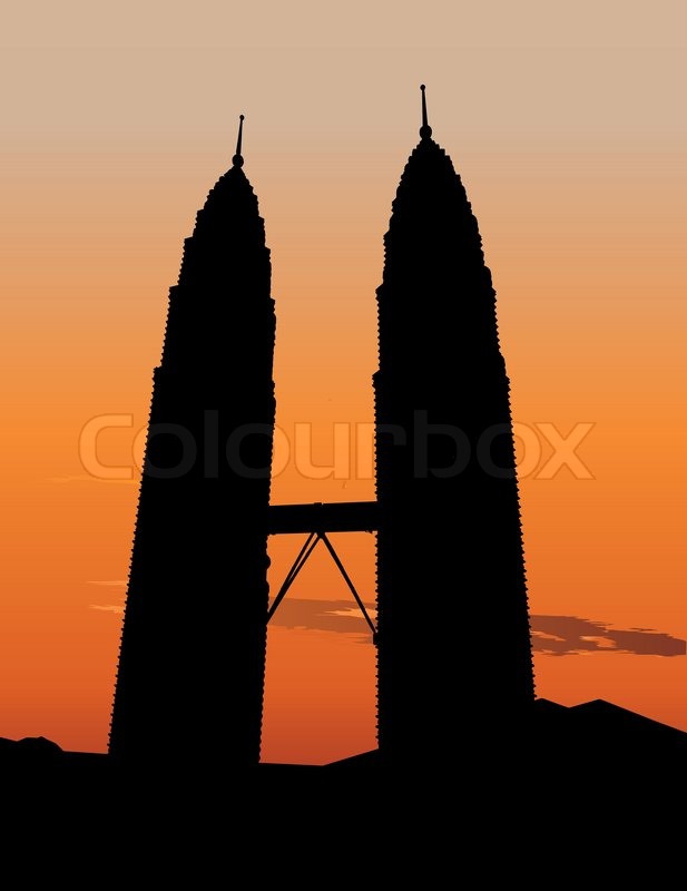 617x800 Petronas Twin Towers In Kuala Lumpur Stock Vector Colourbox