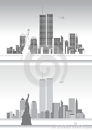 318x450 Vector File, Illustration New York Skyline And Wtc Twin Towers