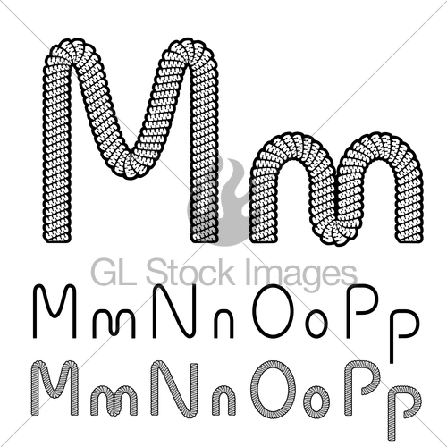 500x500 Vector Twine Font Alphabet Simple Rope Letters M, M, Gl