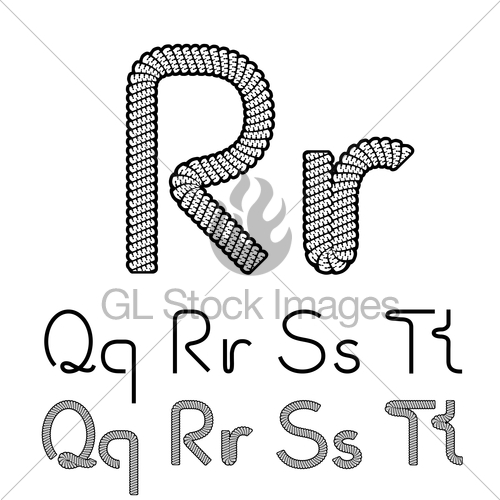 500x500 Vector Twine Font Alphabet Simple Rope Letters Q, Q, Gl