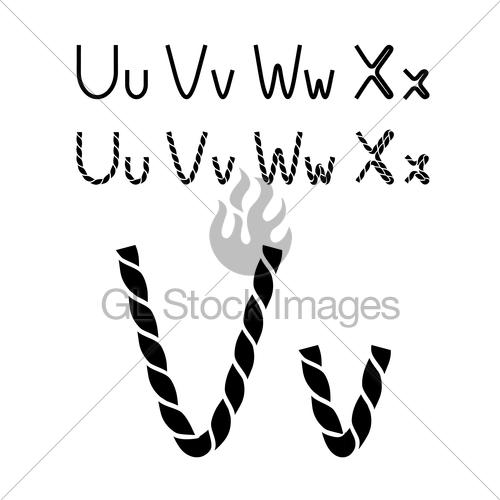 500x500 Vector Twine Font Alphabet Simple Rope Letters U, U, Gl