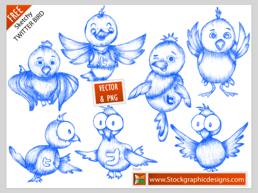 520x390 7 Hand Drawn Vector Twitter Icons
