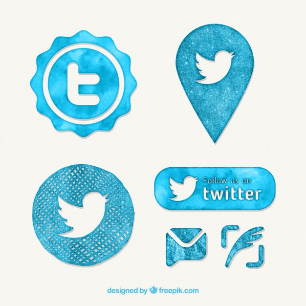 626x626 Watercolor Twitter Button Pack Vector Free Download