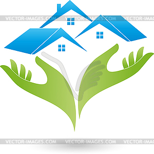 300x300 Logo, Real Estate, Three Houses, Two Hands