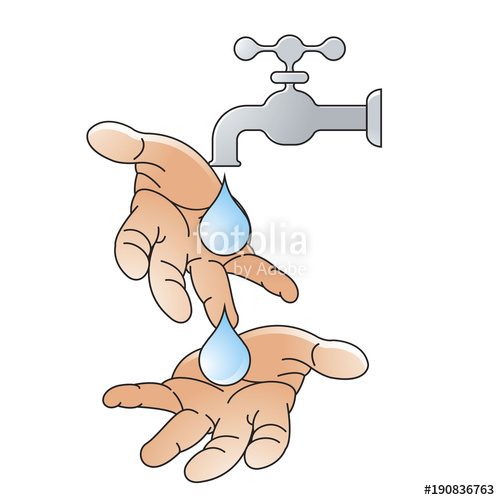 500x500 Water Tap And Two Hands Vector Cartoon Stock Image And Royalty