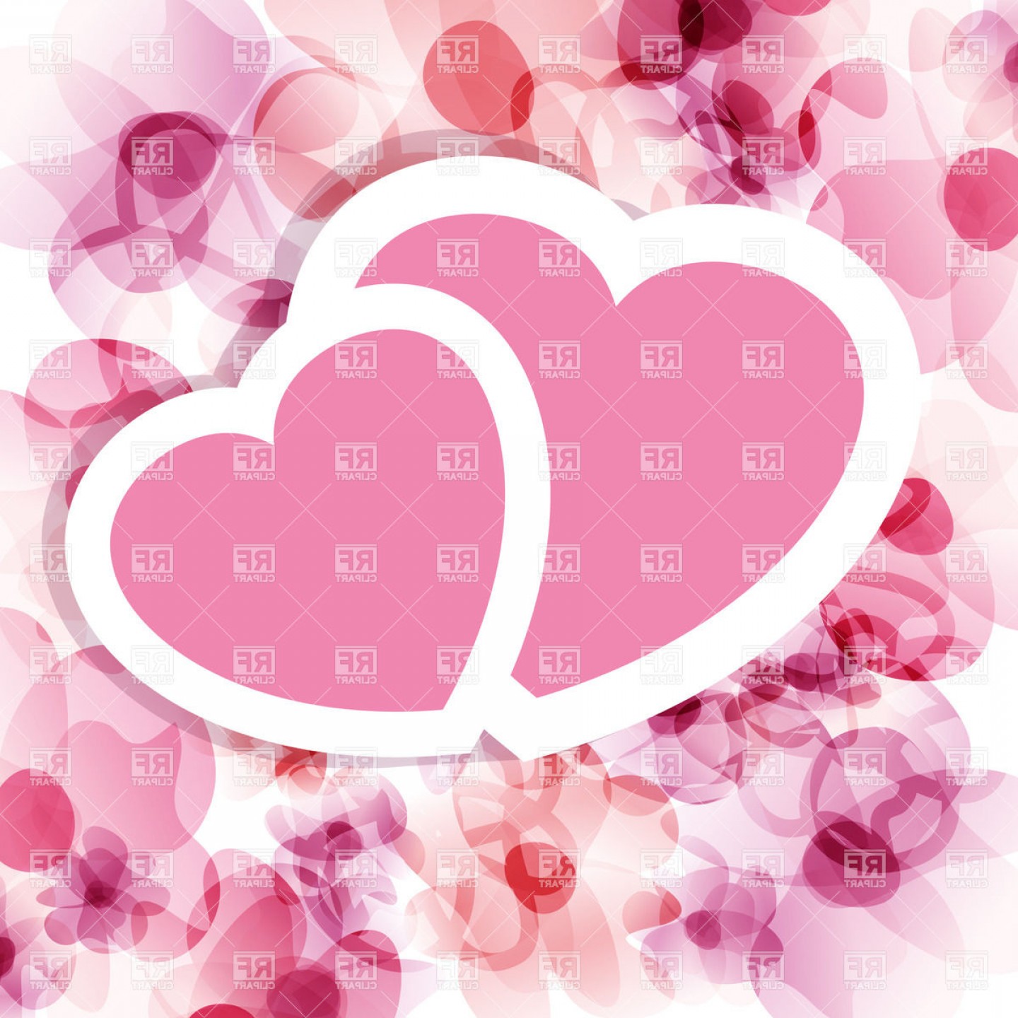 1440x1440 Pink Valentine On Floral Backround Two Hearts Vector Clipart Arenawp