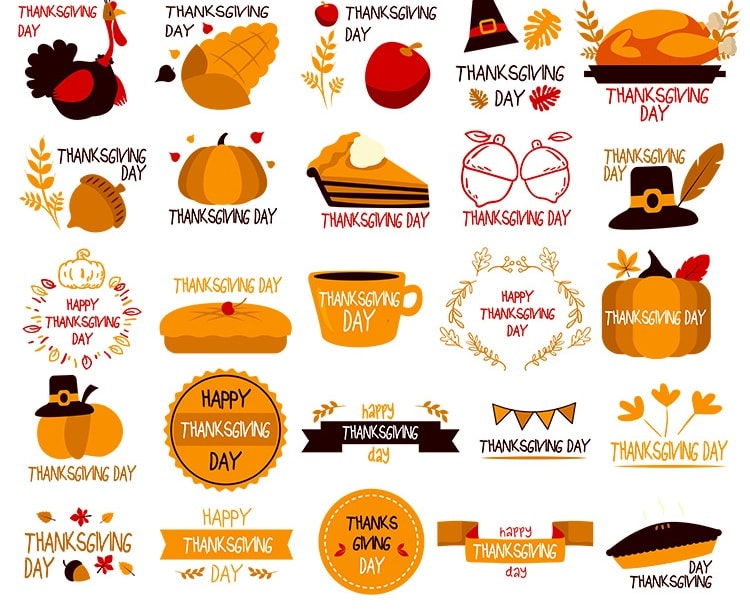 750x609 Free Vector Thanksgiving Day Typography Elements