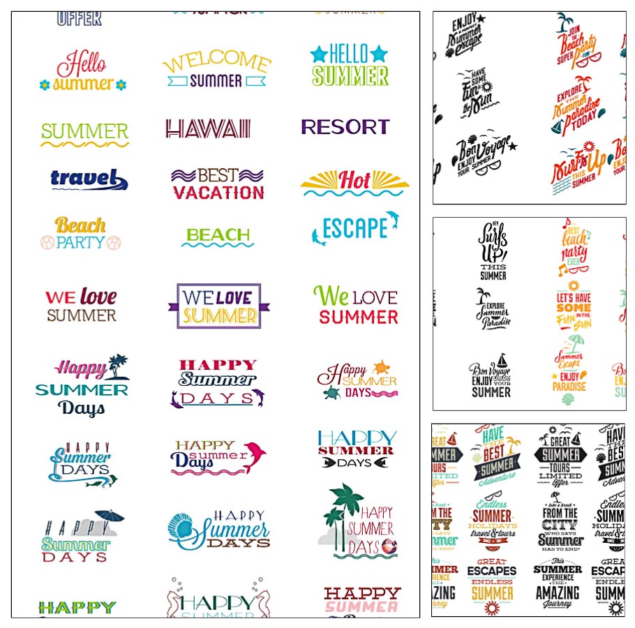910x900 Summer Typography Elements Vector Set Free Download