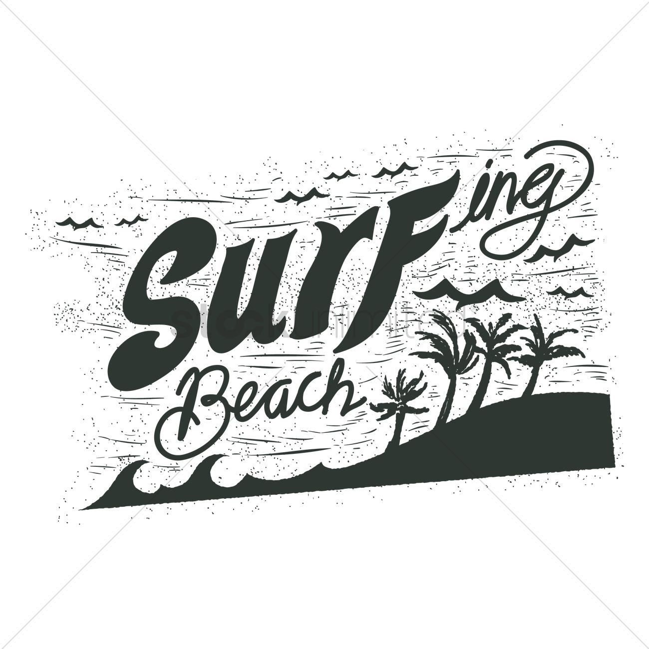 1300x1300 Surfing Beach Typography Vector Image