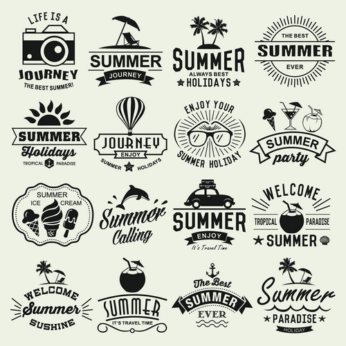 500x500 Vintage Summer Holiday Logos Typography Vector 01 Free Download