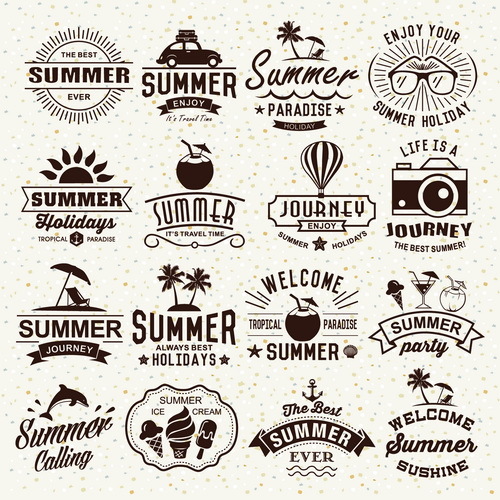 500x500 Vintage Summer Holiday Logos Typography Vector 03 Free Download