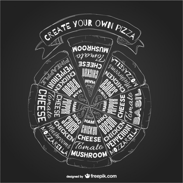 626x626 Pizza Ingredients Typography Vector Free Vector Download In .ai