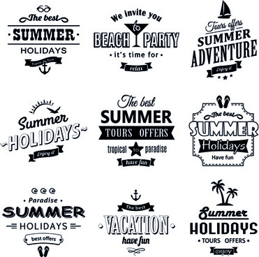 371x368 Summer Holiday Labels Typography Vector Free Vector In
