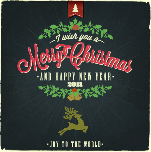 486x489 Vintage Christmas Typography Vector Background Free Vector In