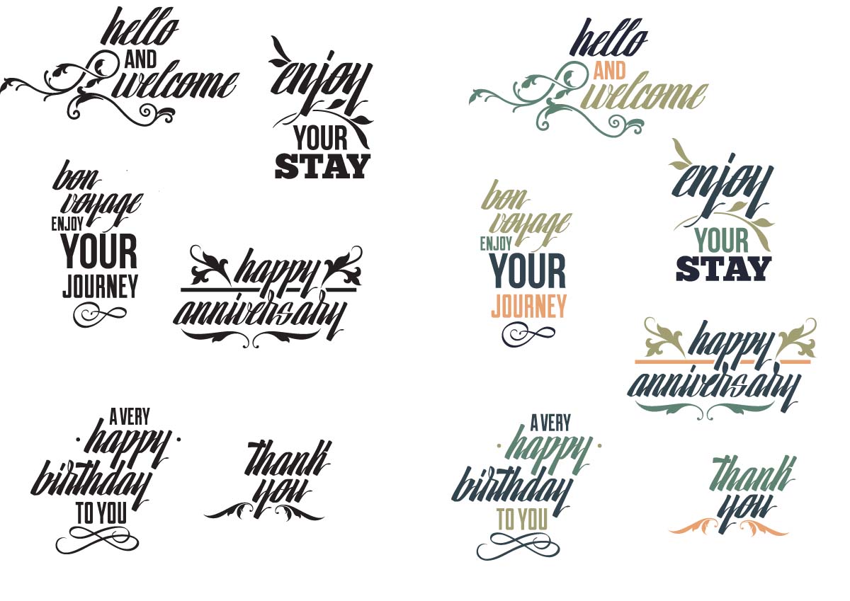 1200x849 Common Phrases Typography Set Vector Free Download