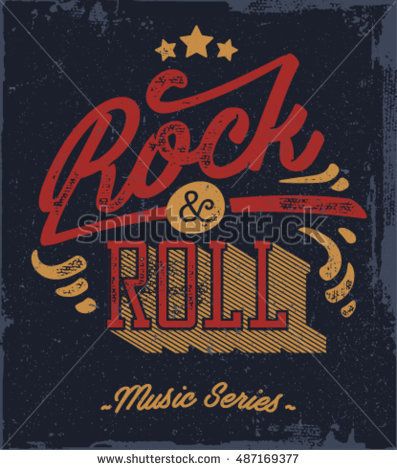 397x470 Rock And Roll Typography. Vector T Shirt Or Poster Design. Tee