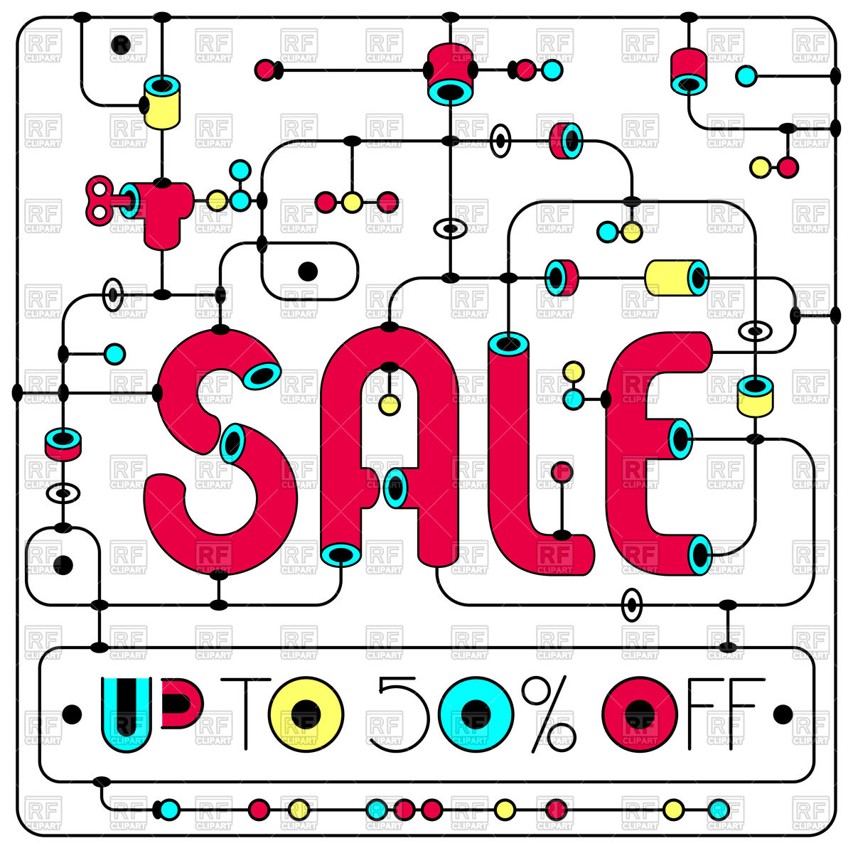 1200x1200 Sale Banner Design Template. Colorful Postmodern Style And