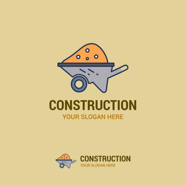 640x640 Construction Logo With Typography Vector Template For Free