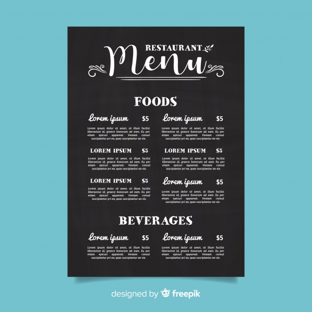 626x626 Elegant Restaurant Menu Template With Vintage Typography Vector