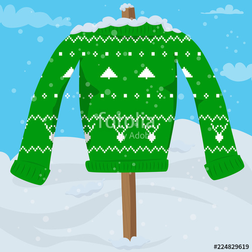 500x500 Ugly Christmas Sweater Party Invitation Card Template. Vector