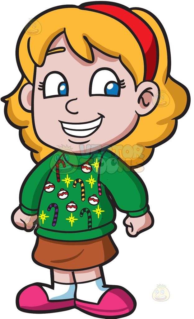 624x1024 A Bright Girl In An Ugly Christmas Sweater Vector Illustrations