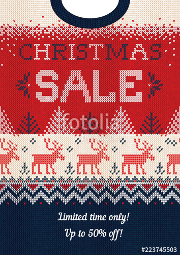 354x500 Ugly Sweater Season Christmas Sale Poster. Knitted Background