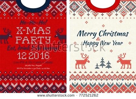 450x327 Ugly Sweater Merry And Happy New Year Greeting Card Template