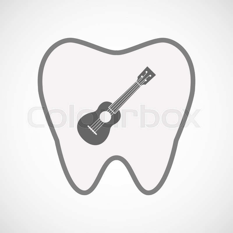 800x800 Illustration Of An Isolated Line Art Tooth Icon With An Ukulele