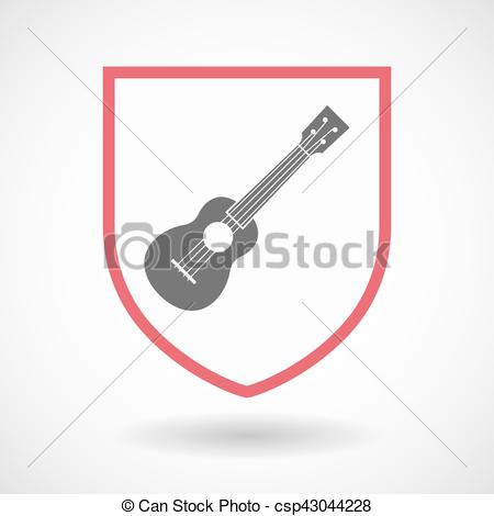 450x470 Isolated Shield With An Ukulele. Illustration Of An Isolated Line