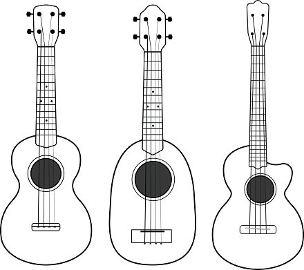 440x391 Ukulele Line Isolated On White Vector Illustration Premium Clipart