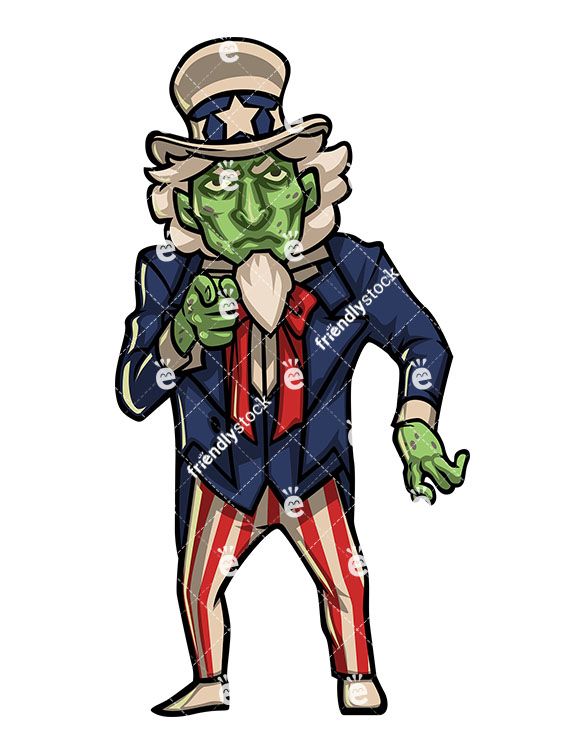 585x755 Zombie Uncle Sam Vector Cartoon Clipart Zombie Clipart