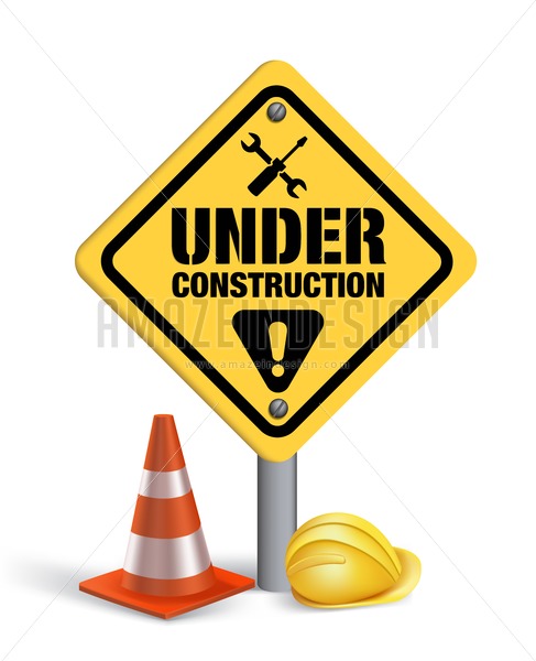 487x600 Under Construction Vector Sign In White
