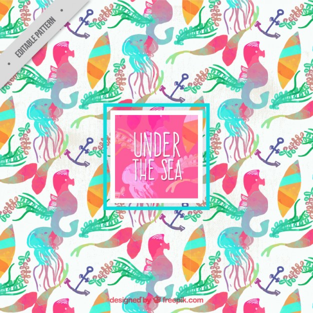 626x626 Watercolor Under The Sea Pattern Vector Free Download