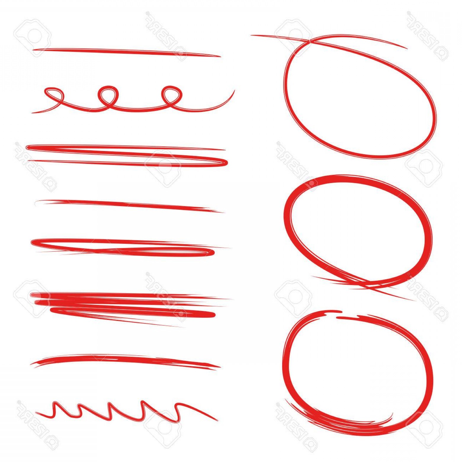1560x1560 Photostock Vector Vector Red Circle Markers And Underline Set