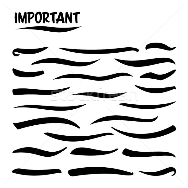 600x600 Underline Vector Set. Handmade Vector Lines Isolated On White