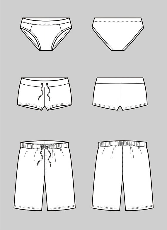 570x788 Underwear Vector Fashion Flat Sketch, Adobe Illustrator Design