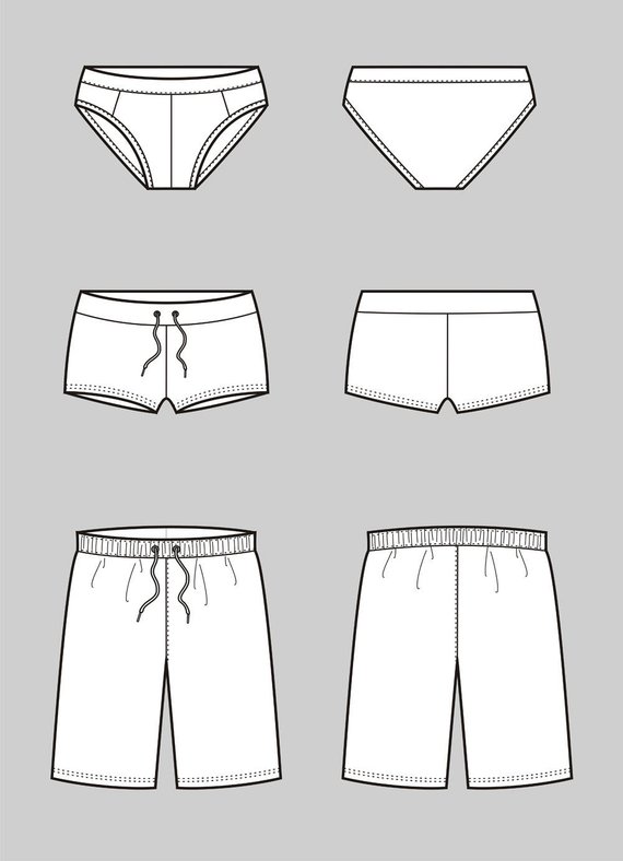 570x788 Underwear Vector Fashion Flat Sketch Adobe Illustrator Etsy