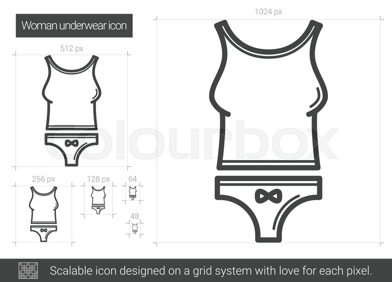 800x576 Woman Underwear Vector Line Icon Isolated On White Background