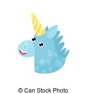 180x195 Cute Cartoon Unicorn Head Emoji. Vector Illustration. Isolated On