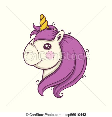 450x470 Cute Cartoon Unicorn Head Emoji. Vector Illustration. Isolated On