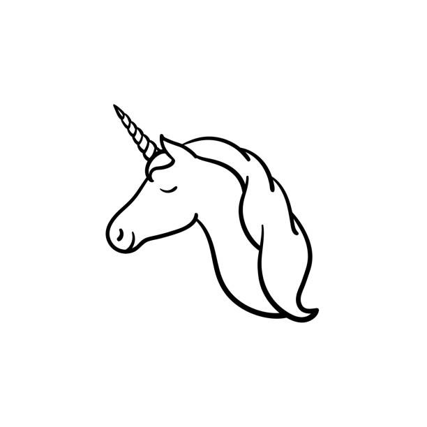 612x612 Unicorn Head Clipart Black And White Royalty Free Drawing A