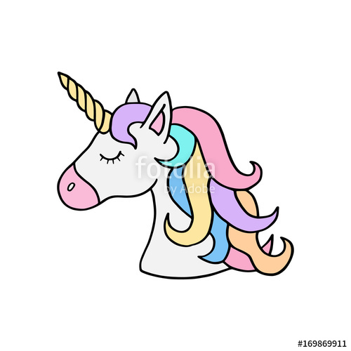 500x500 Colorful Rainbow Unicorn Vector Illustration Drawing. Cute