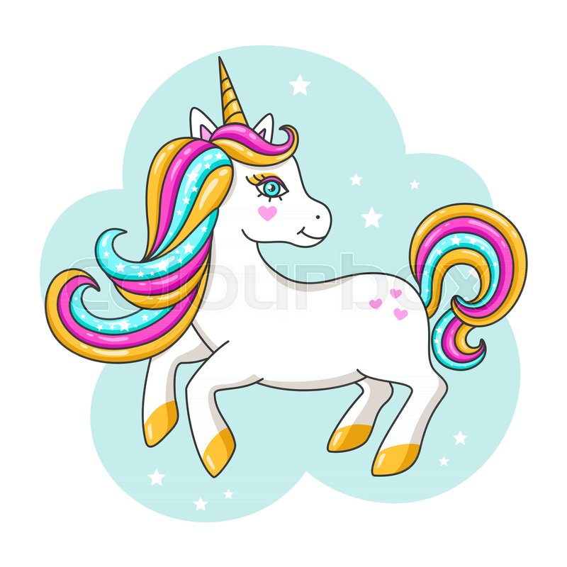 800x800 White Cute Unicorn. Vector Illustration Stock Vector Colourbox